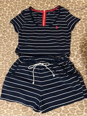 U.S. Polo Assn. Navy Short Sleeve Romper - Large